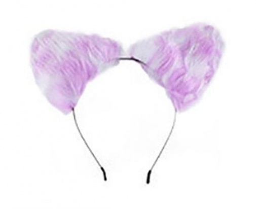 MT - Screwed Tail Plug with Cat Ears - White & Purple photo