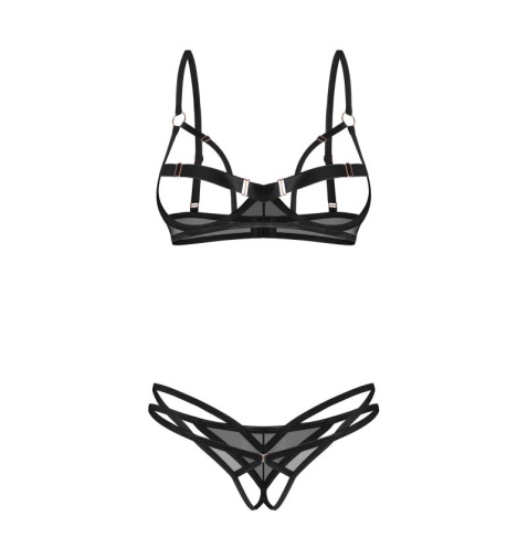 Obsessive - Euridia Crotchless 2pcs Set - Black - XL/2XL 照片