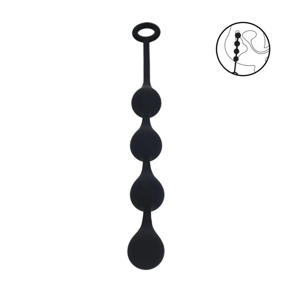 Levelz - Waterdrop Silicone Anal Balls M - Black 照片-3
