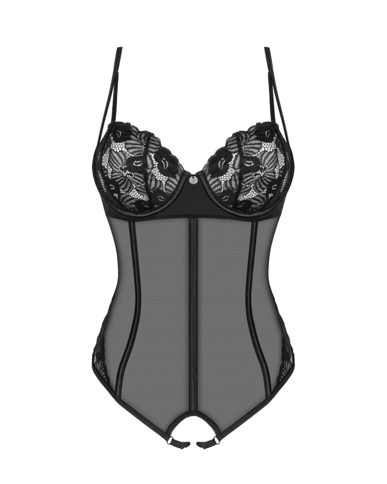 Obsessive - Serena Love 开裆式连身内衣 - 黑色 - 加大/加加大码 照片