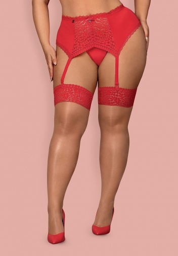 Obsessive - Jolierose Stockings - Red - XXL photo
