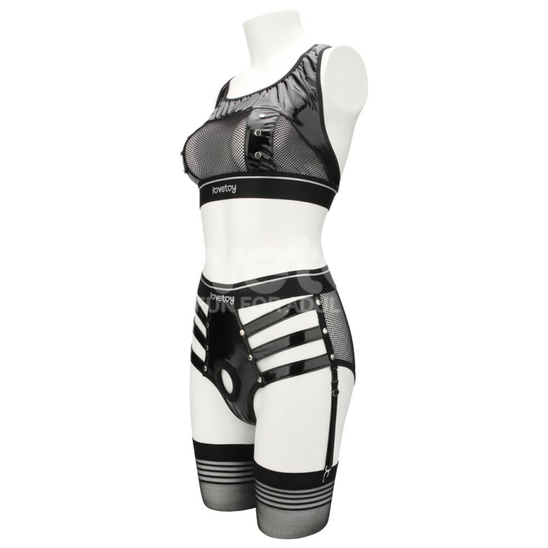 Lovetoy - Rebellion Reign Harness Strap-On Set L/XL - Black photo