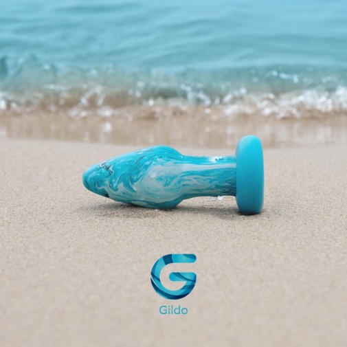 Gildo - 海洋波曲玻璃肛塞 - 蓝色 照片