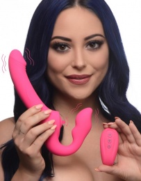 Strap U - Mighty Licker 免束带穿戴式遥控震动双头假阳具 - 粉红色 照片