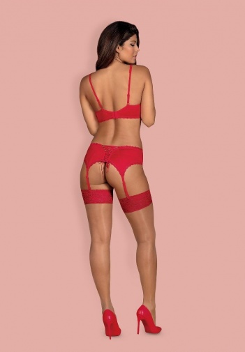 Obsessive - Jolierose 3-pcs Set - Red - L/XL photo