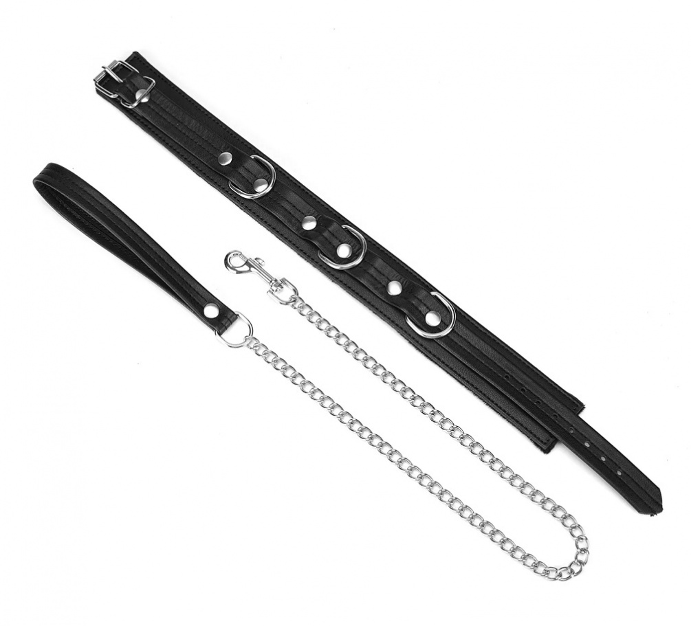 Eco-friendly material, composed of 50% recycled leather and ... Liebe Seele - Black Bond Collar w Leash photo-4