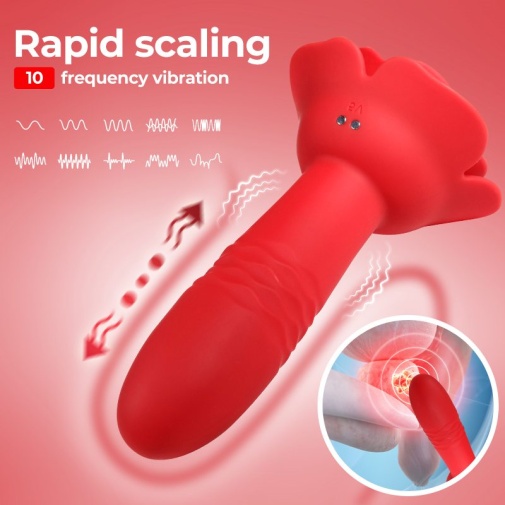 Secwell - Rose Thrusting Vibrator - Red 照片