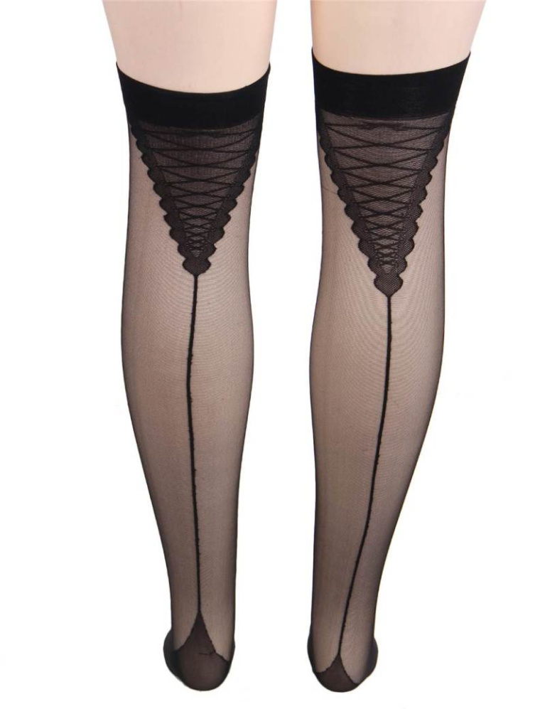 Ohyeah - Sheer Lace Stocking - Black photo