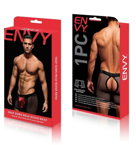 Envy - Snap Down Mesh Boxer Brief - Black/Red - M/L 照片