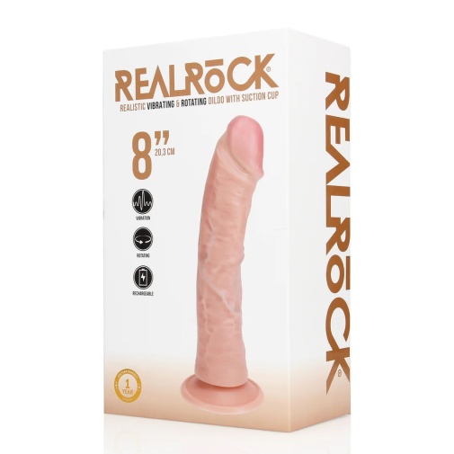 RealRock - 8" 旋轉震動弧形仿真假陽具 連陰囊 - 肉色 照片