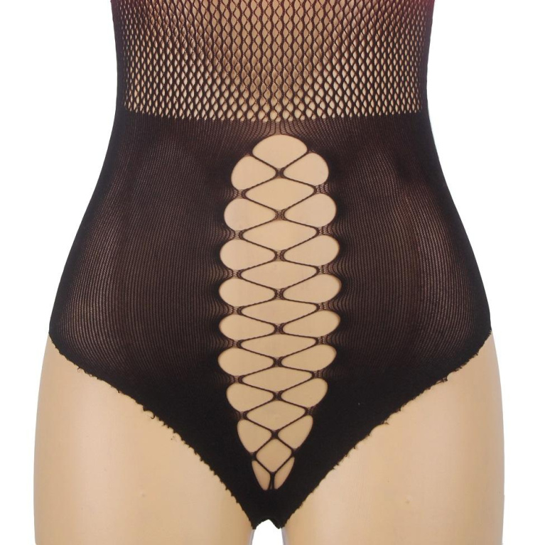 Ohyeah - 漸層緊身網紋內衣 - 黑色/紅色 - 中碼 照片