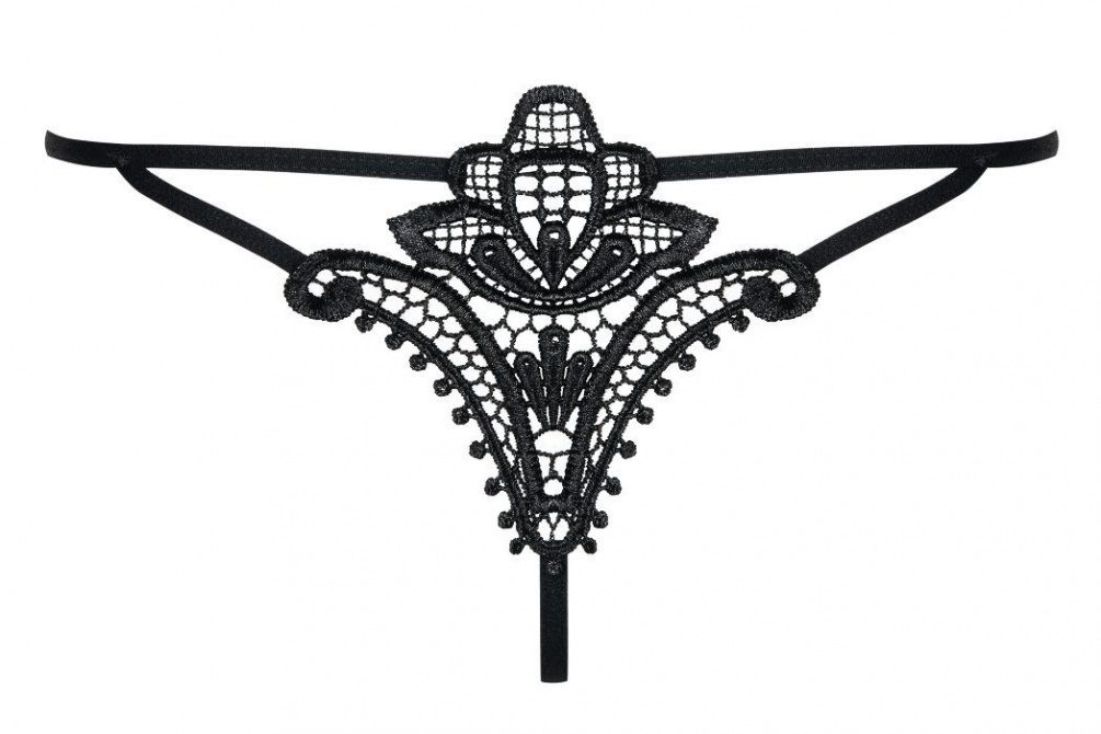 Designers can work wonders! Even plain, black thong can be a... Obsessive - Luiza Thong - Black - L/XL photo-8