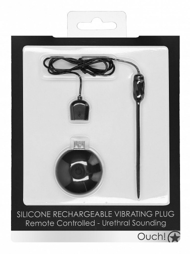 Ouch - Vibro Urethral Plug w Remote - Black photo