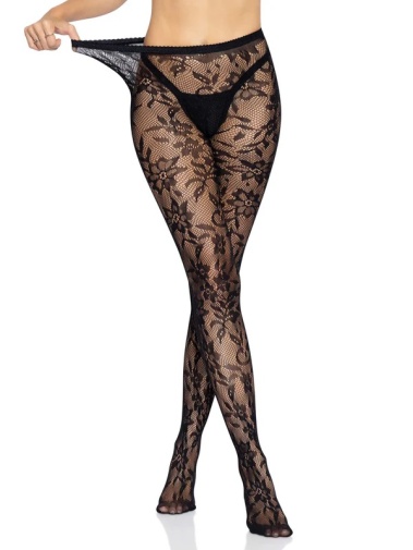 Leg Avenue - Chantilly Floral Lace Tights - Black photo