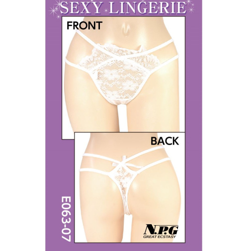 NPG - E063 Premium Lace Thong - White photo
