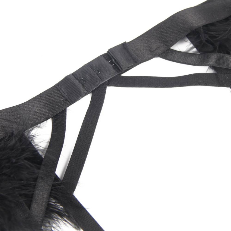 Ohyeah - 羽毛钢托内衣套装 - 黑色 - 中码 照片