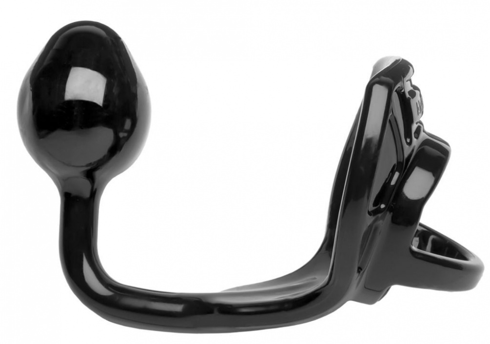 Armour Tug lock features the Armour Tug cock ring which is a... Perfect Fit - Armour Tug Lock Cock Ring w Anal Plug - Black photo-2