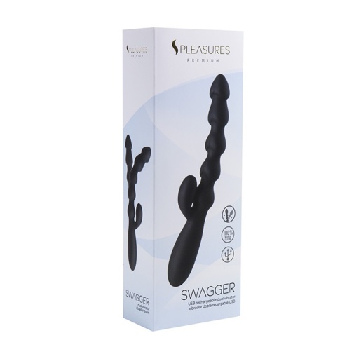 S Pleasures - Swagger Bead Rabbit Vibrator - Black photo