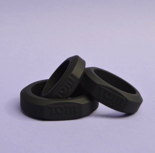 TOF - 矽膠陰莖環套裝 3件裝 - 黑色 照片