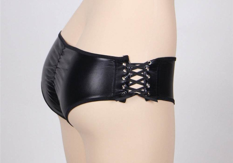 Ohyeah - Open Crotch Strappy Panties - Black - 3XL photo