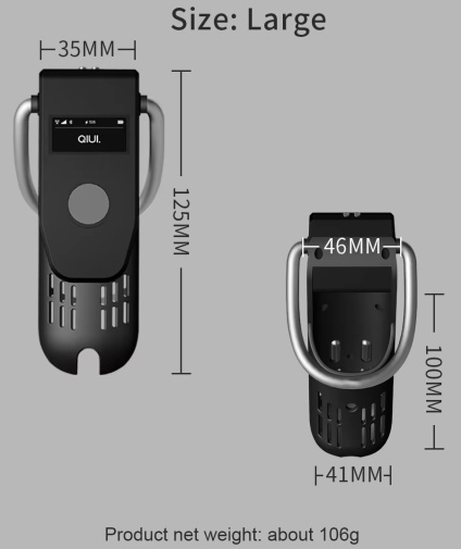 QIUI - 3.0 应用程式控制贞操器 大码 - 黑色 照片