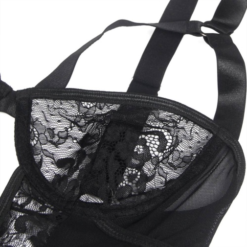 Ohyeah - Lace Garter Teddy - Black - M photo