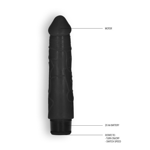 GC - 8" Thick Vibro Dildo - Black 照片