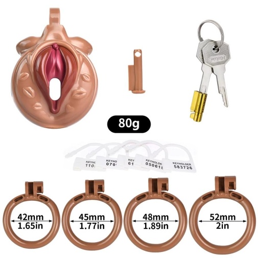 FAAK - Pussy Resin Chastity Cage 45mm - Flesh photo