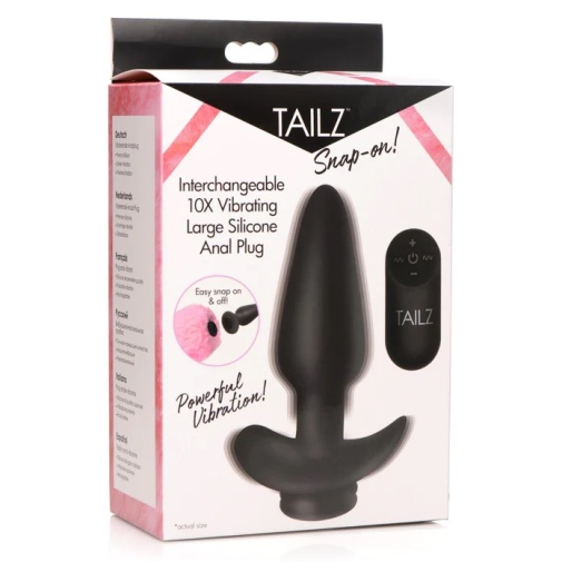 Tailz - Snap-On 震動型肛塞 大碼 - 黑色 照片
