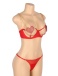 Ohyeah - Chain Heart Mesh Bra Set - Red - M 照片-7