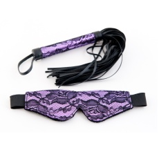 Toyfa - Marcus Bondage Mask & Flogger - Black/Purple photo