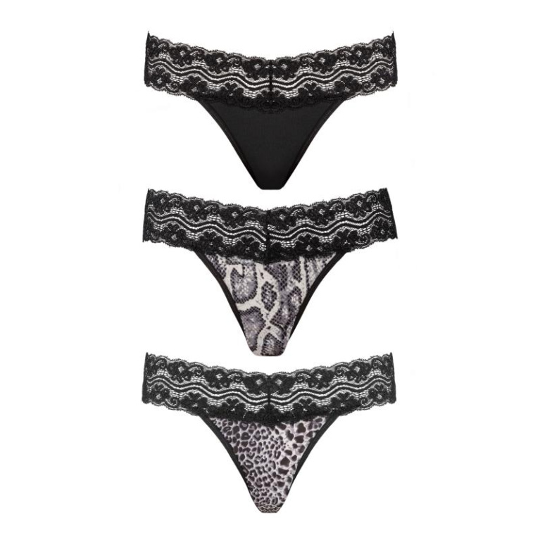 Underneath - Jane Thong Set 3 pcs - Black - L/XL photo