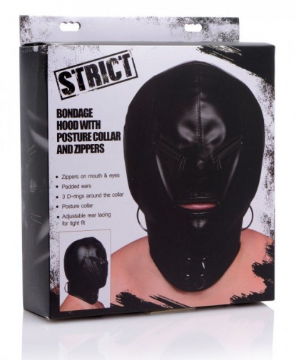 Strict - 可調教閉孔型頭罩 - 黑色 照片