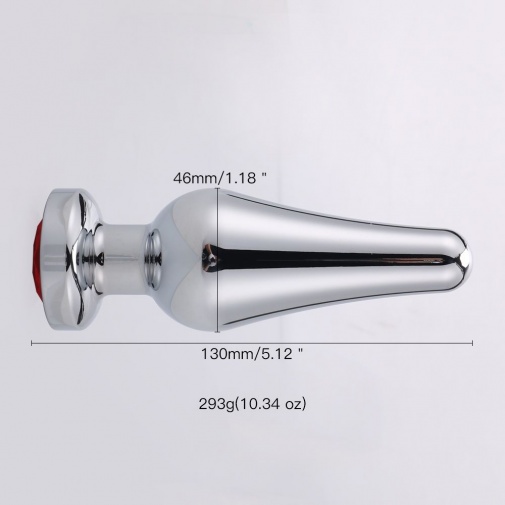 MT - Anal Plug 130x46mm - Silver/Red photo