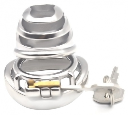 FAAK - Chastity Cage 13 w Curved Ring 45mm - Silver photo