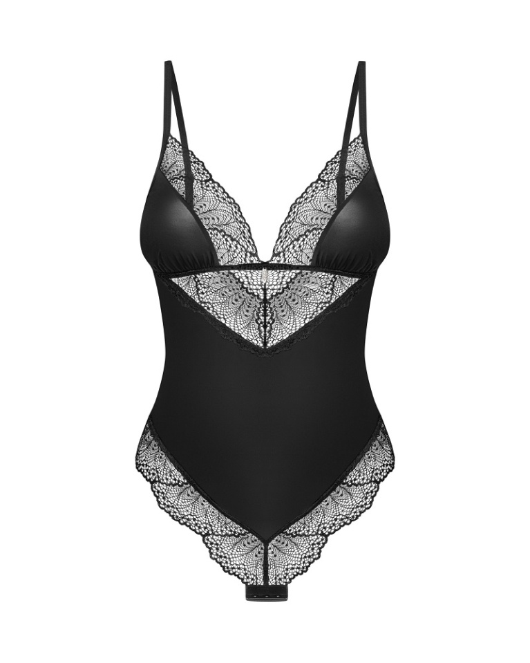 Obsessive - Lobellis 高叉连身内衣 - 黑色 - 中码/大码 照片