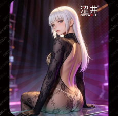 Drywell - C16 Anime Floral Bodystocking - Black photo