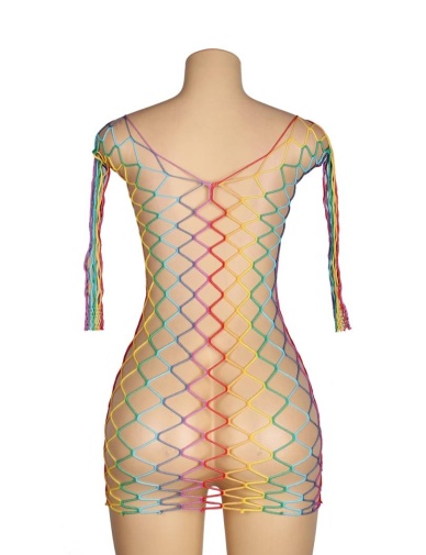 Ohyeah - Long Sleeve Fishnet Dress - Rainbow - XL 照片