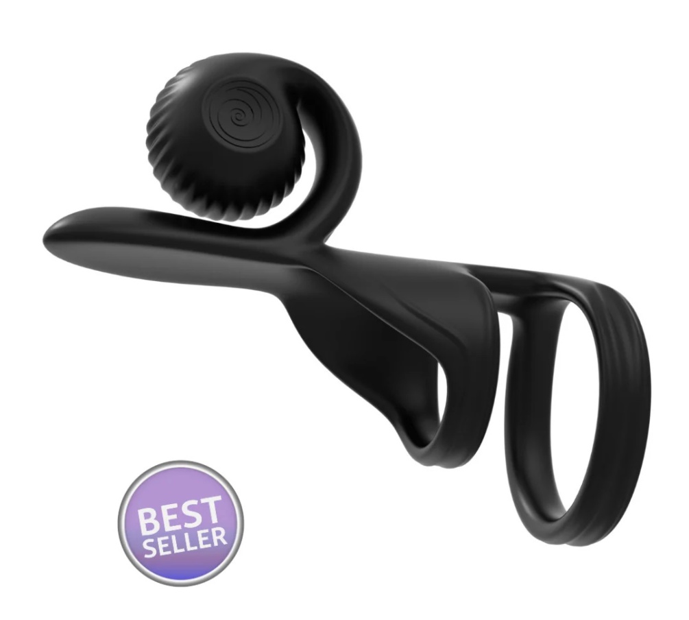 Delve into the sensation as synchro-stimulation targets the ... SVibe - Snail Jovi Couples Ring - Black photo-3