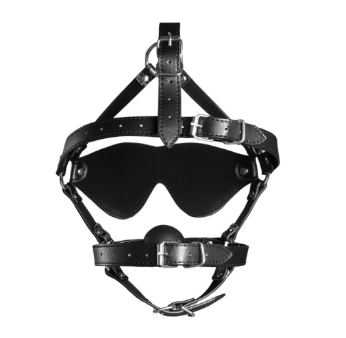 Ouch - Xtreme Head Harness w Solid Ball Gag - Black photo