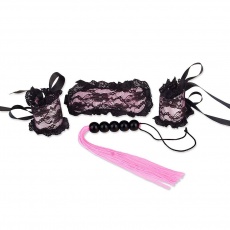 S&M - Lace Cuffs/Mask And Flogger Set photo