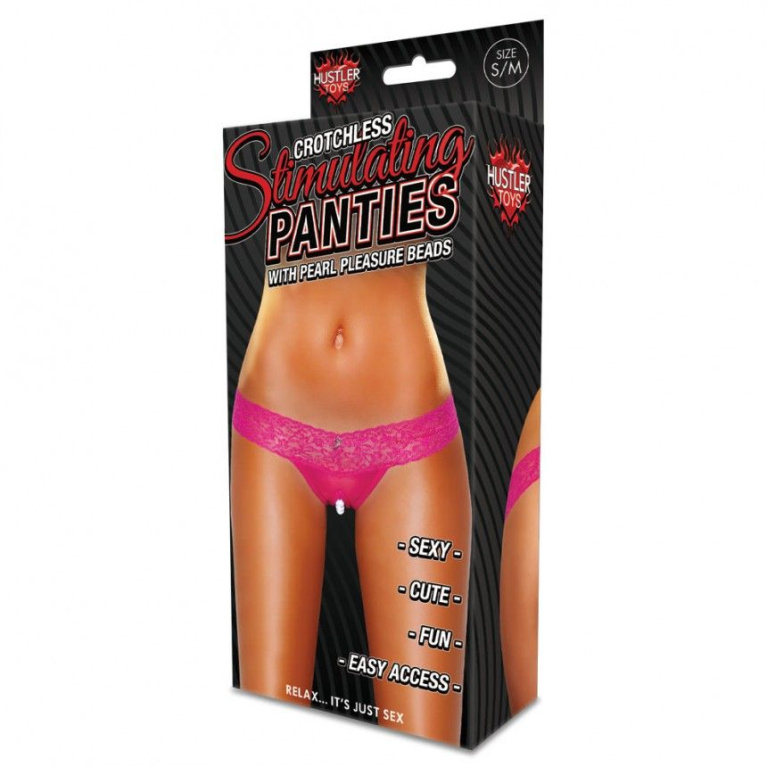 Hustler - Clitoral Stimulating Thong With Beads - Pink - SM photo