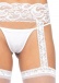 Leg Avenue - Sheer Thi-Hi with Lace Garter Belt - White photo-2