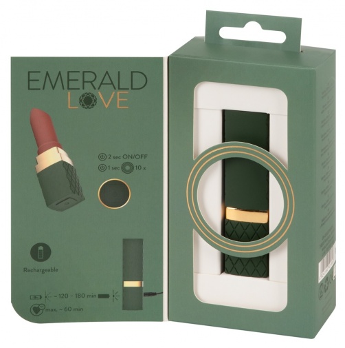 Emerald Love - 奢华唇膏震动器 - 绿色 照片