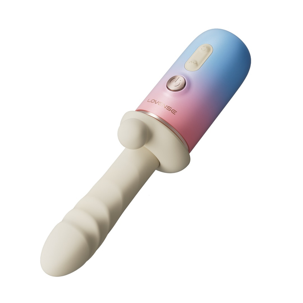 Designed to deliver targeted internal and external stimu... Lovense - Spinel APP Thrusting & Heating Dildo - Blue & Pink photo-5