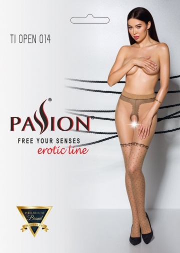 Passion - Tiopen 014 开裆丝袜 - 米色 - 3/4 照片