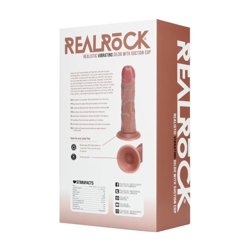 Enjoy yourself to the fullest with this firm and soft-to-tou... RealRock - 6" Vibro Curve Dildo - Caramel photo-8