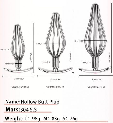 MT - Hollow Anal Plug S - Silver photo