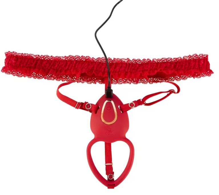 You2Toys - Lay-On Strap Vibro Set - Red 照片