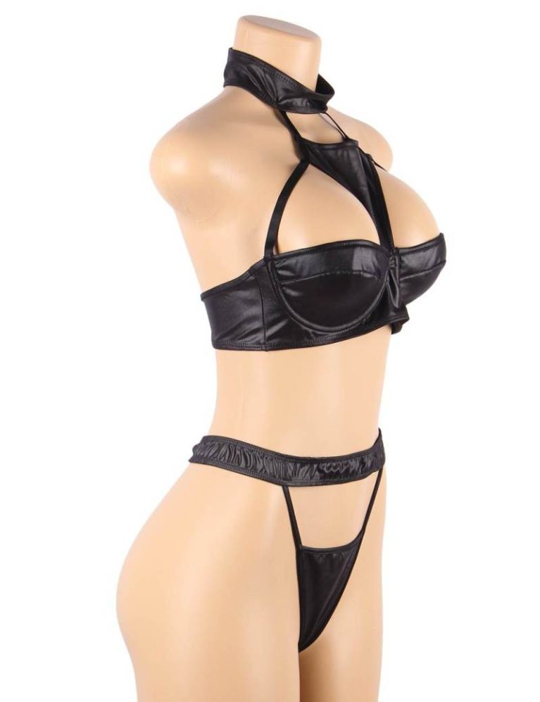 Ohyeah - Exquisite 帶頸圈內衣套裝 - 黑色 - 加大碼 照片